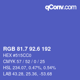 カラーコード: RGB 81.7 92.6 192 | qconv.com