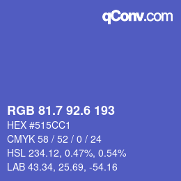 カラーコード: RGB 81.7 92.6 193 | qconv.com
