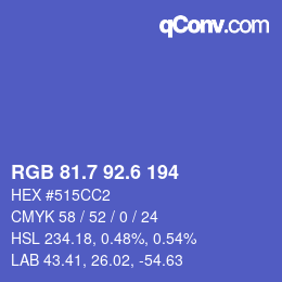カラーコード: RGB 81.7 92.6 194 | qconv.com