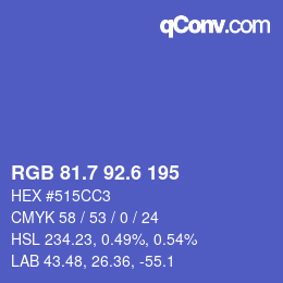 カラーコード: RGB 81.7 92.6 195 | qconv.com