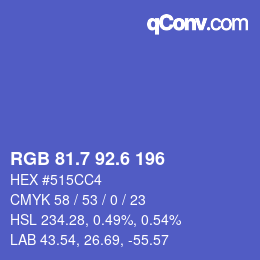 カラーコード: RGB 81.7 92.6 196 | qconv.com