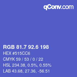 カラーコード: RGB 81.7 92.6 198 | qconv.com