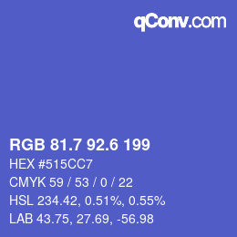 カラーコード: RGB 81.7 92.6 199 | qconv.com