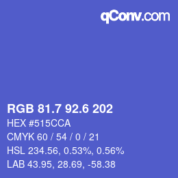 カラーコード: RGB 81.7 92.6 202 | qconv.com
