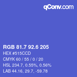 カラーコード: RGB 81.7 92.6 205 | qconv.com