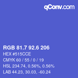 カラーコード: RGB 81.7 92.6 206 | qconv.com