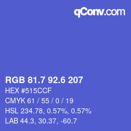 カラーコード: RGB 81.7 92.6 207 | qconv.com