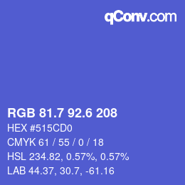 カラーコード: RGB 81.7 92.6 208 | qconv.com