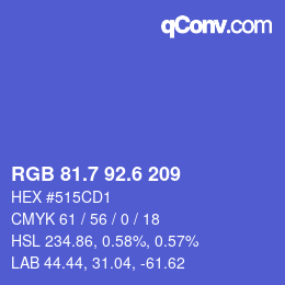カラーコード: RGB 81.7 92.6 209 | qconv.com