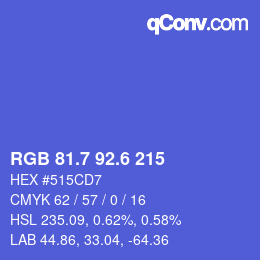 カラーコード: RGB 81.7 92.6 215 | qconv.com