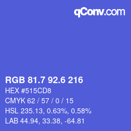 カラーコード: RGB 81.7 92.6 216 | qconv.com