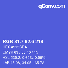 カラーコード: RGB 81.7 92.6 218 | qconv.com
