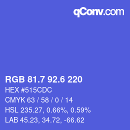 カラーコード: RGB 81.7 92.6 220 | qconv.com