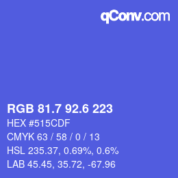 カラーコード: RGB 81.7 92.6 223 | qconv.com