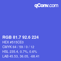 カラーコード: RGB 81.7 92.6 224 | qconv.com