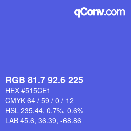 カラーコード: RGB 81.7 92.6 225 | qconv.com
