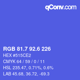 カラーコード: RGB 81.7 92.6 226 | qconv.com
