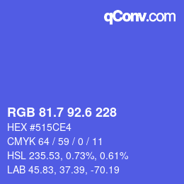 カラーコード: RGB 81.7 92.6 228 | qconv.com