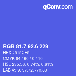 カラーコード: RGB 81.7 92.6 229 | qconv.com