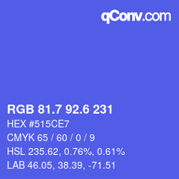 カラーコード: RGB 81.7 92.6 231 | qconv.com