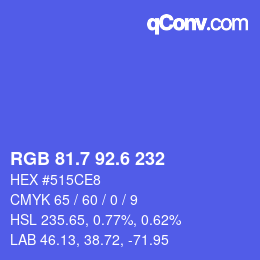 カラーコード: RGB 81.7 92.6 232 | qconv.com