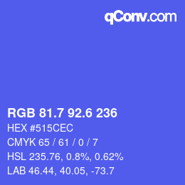 カラーコード: RGB 81.7 92.6 236 | qconv.com