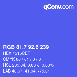 カラーコード: RGB 81.7 92.6 239 | qconv.com