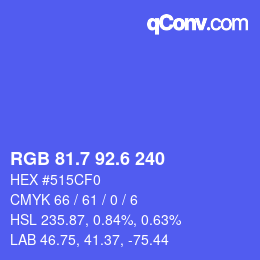 カラーコード: RGB 81.7 92.6 240 | qconv.com