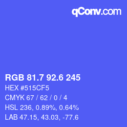 カラーコード: RGB 81.7 92.6 245 | qconv.com