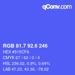 カラーコード: RGB 81.7 92.6 246 | qconv.com