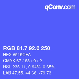 カラーコード: RGB 81.7 92.6 250 | qconv.com