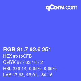カラーコード: RGB 81.7 92.6 251 | qconv.com