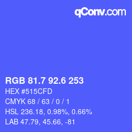 カラーコード: RGB 81.7 92.6 253 | qconv.com