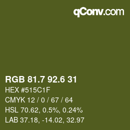 カラーコード: RGB 81.7 92.6 31 | qconv.com
