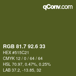 カラーコード: RGB 81.7 92.6 33 | qconv.com