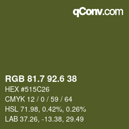 カラーコード: RGB 81.7 92.6 38 | qconv.com