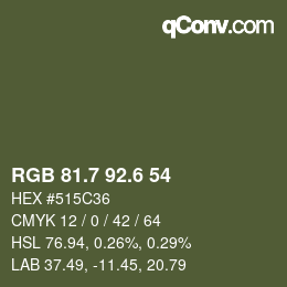 カラーコード: RGB 81.7 92.6 54 | qconv.com