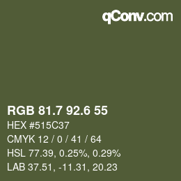 カラーコード: RGB 81.7 92.6 55 | qconv.com