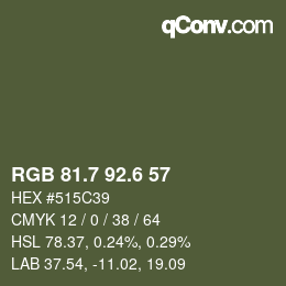 カラーコード: RGB 81.7 92.6 57 | qconv.com
