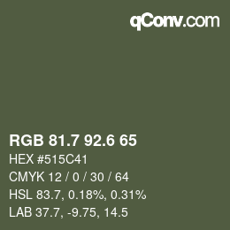 カラーコード: RGB 81.7 92.6 65 | qconv.com