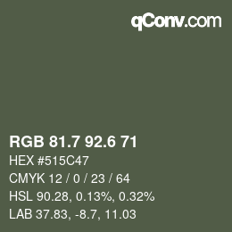 カラーコード: RGB 81.7 92.6 71 | qconv.com