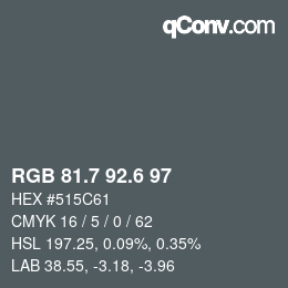 カラーコード: RGB 81.7 92.6 97 | qconv.com