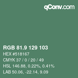 カラーコード: RGB 81.9 129 103 | qconv.com