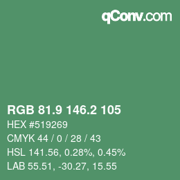 カラーコード: RGB 81.9 146.2 105 | qconv.com