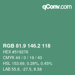 カラーコード: RGB 81.9 146.2 118 | qconv.com