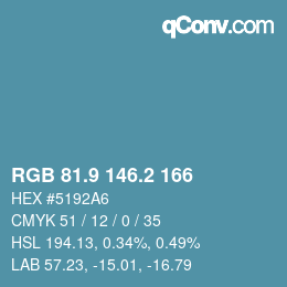 Color code: RGB 81.9 146.2 166 | qconv.com