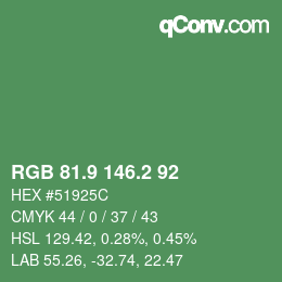 カラーコード: RGB 81.9 146.2 92 | qconv.com