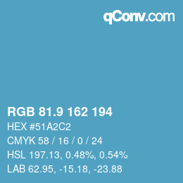 カラーコード: RGB 81.9 162 194 | qconv.com