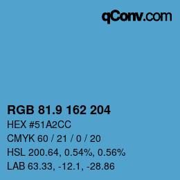カラーコード: RGB 81.9 162 204 | qconv.com