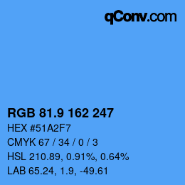 カラーコード: RGB 81.9 162 247 | qconv.com
